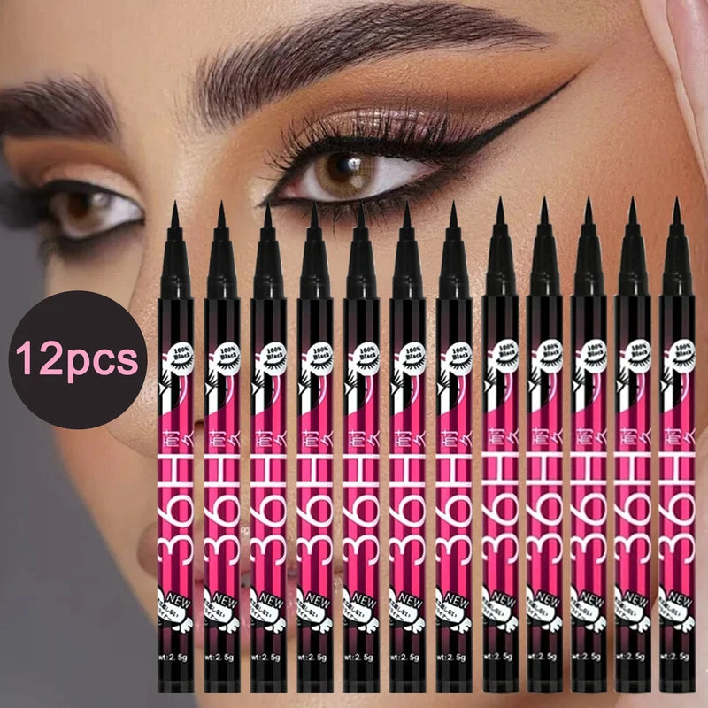 Waterproof Liquid Eyeliner Set - Ultra Fine, Quick Dry, Long-Lasting, 12 Colors