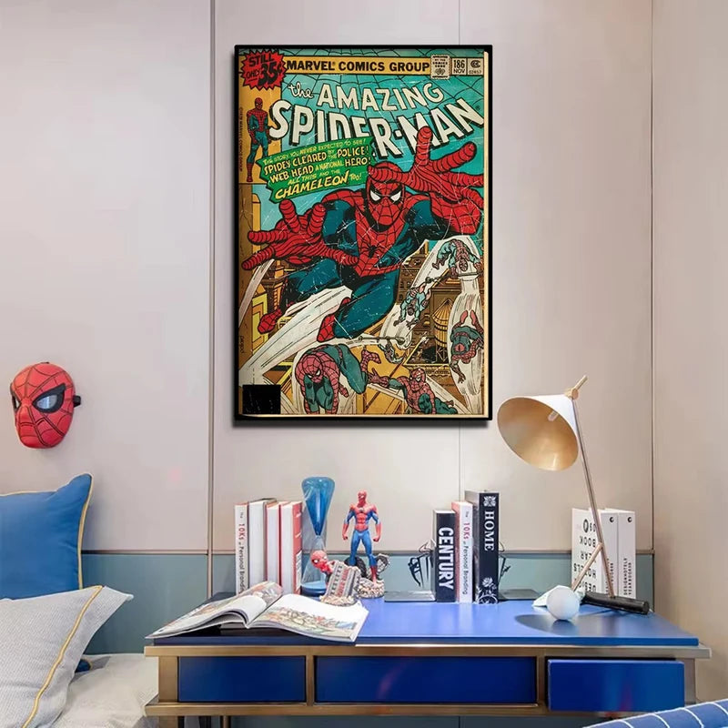 Anime Spider-Man Wall Art Poster for Kids Bedroom Home Decor Canvas Print