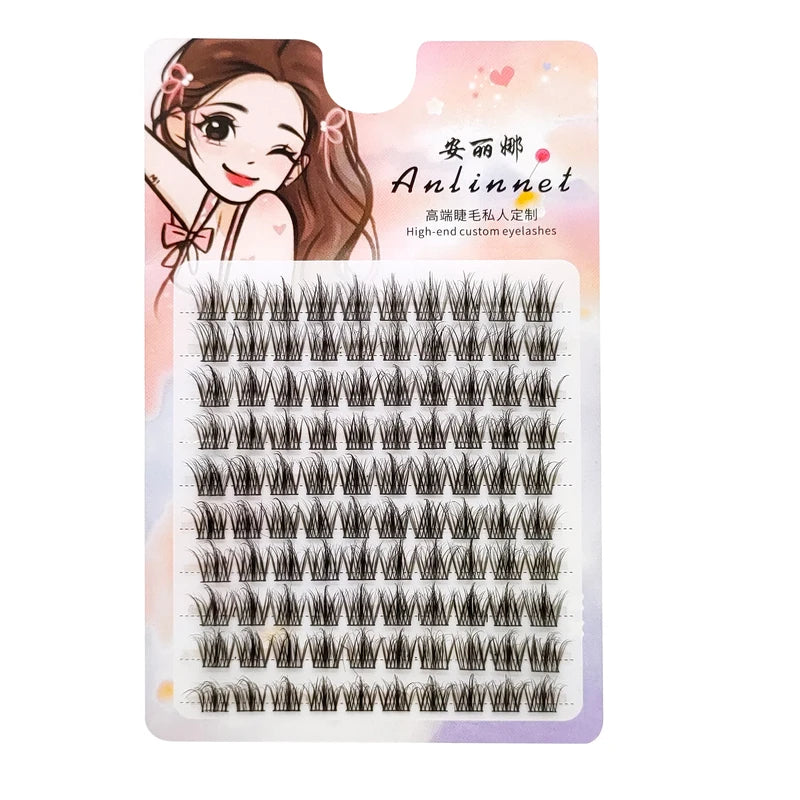 DIY Fluffy Eyelash Clusters Set - Natural Volume Lash Extensions, 10 Rows