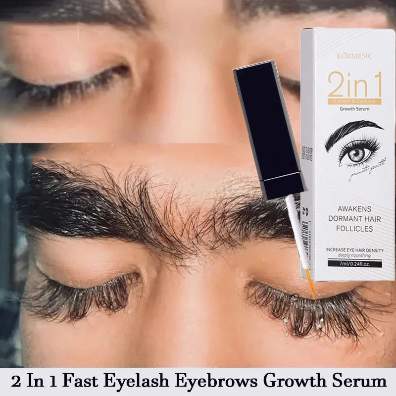 2-in-1 Eyelash & Eyebrow Growth Serum Natural Enhancer Longer Fuller Thicker Curling