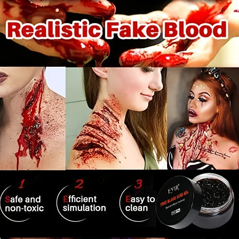 SFX Makeup Kit with Scar Wax Fake Blood & Tools for Halloween Wounds