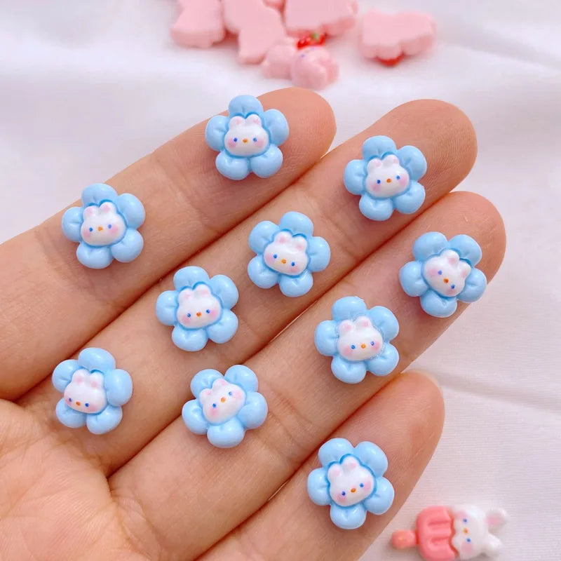 Mini Resin Rabbit Flatback Ornaments for Jewelry, Manicure & Hair Accessories - 20 Pack