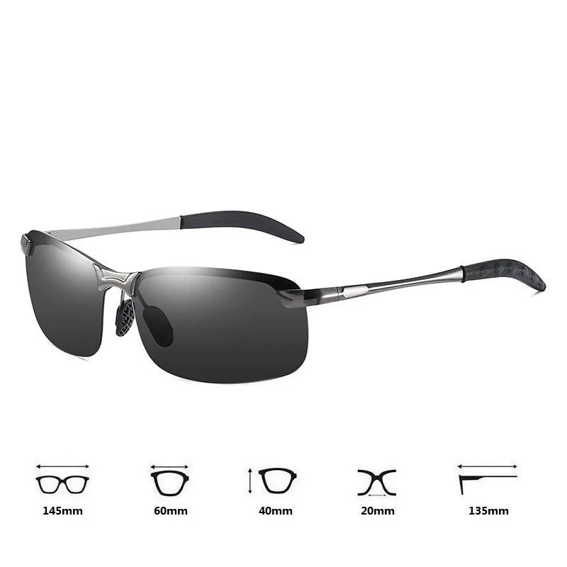 Men's Metal Sunglasses Half Frame Retro Driving Fishing Eyewear