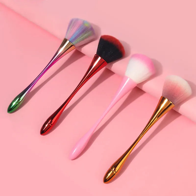 Cosmetic Makeup Brush Set - Loose Powder, Highlighting & Blush Brushes - Soft Synthetic Hair - Multiple Handle Colors