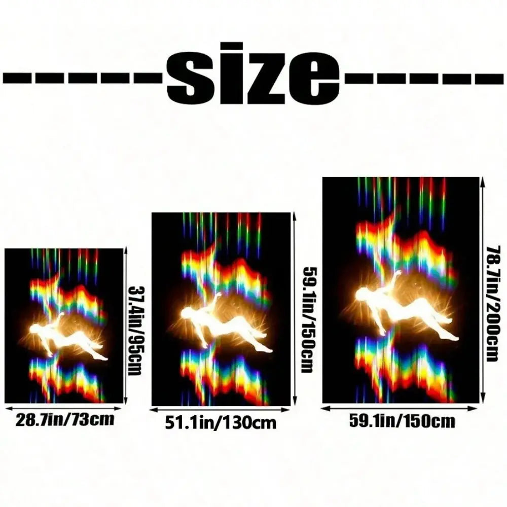 Neon Rainbow Tapestry Wall Art for Bedroom Living Room Decor - Polyester All-Season Home Decoration