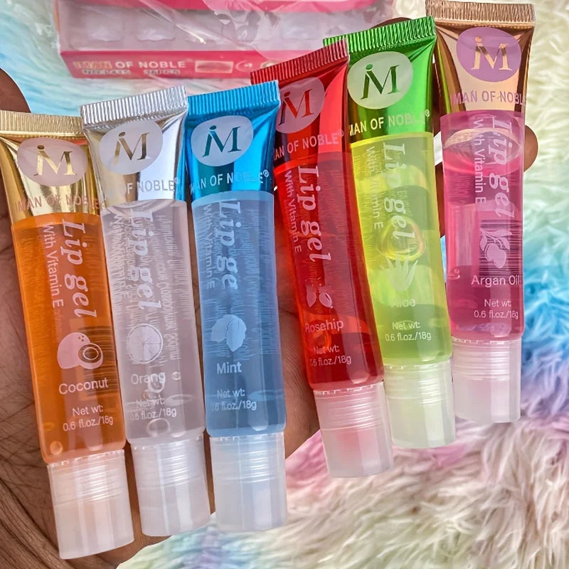 Moisturizing Lip Gloss Set with Rosehip, Argan & Peppermint - Translucent Plumping Lip Oils