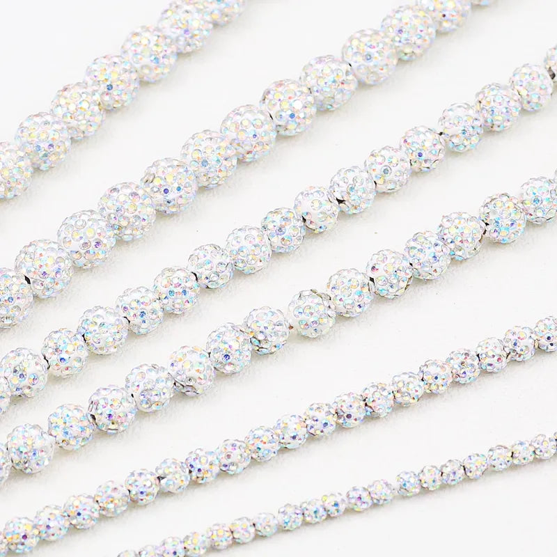 White AB Beads for Jewelry Making 4-10mm Handmade Bead Strings DIY Bracelets