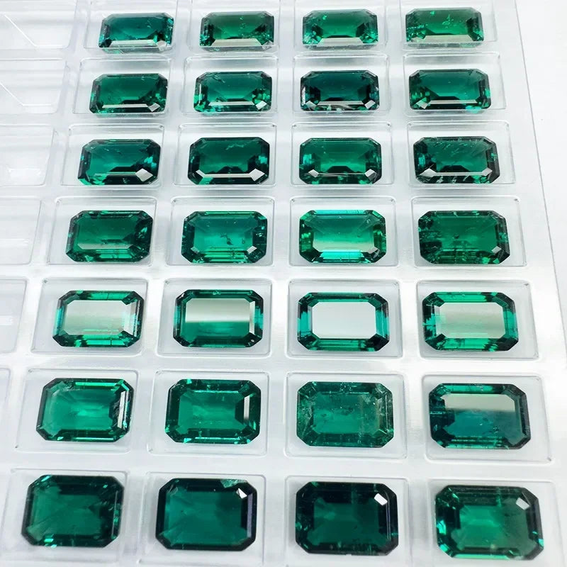 Lab Grown Zambian Emerald Cut Gemstone with Hydrothermal Growth and Certificate