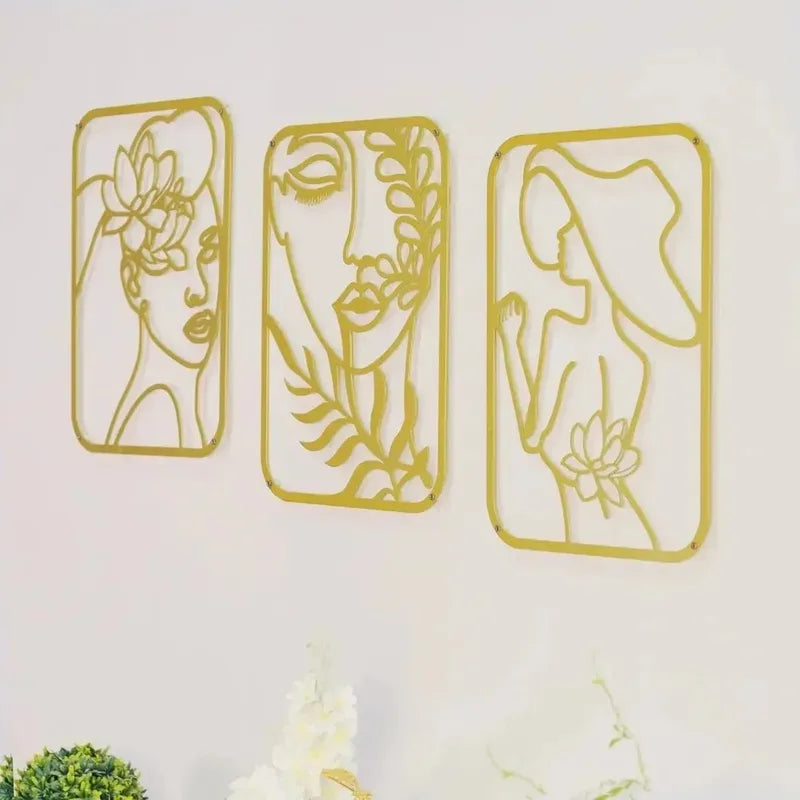 Iron Wall Art Sculpture Feminine Figures Metal Decor for Home Interior