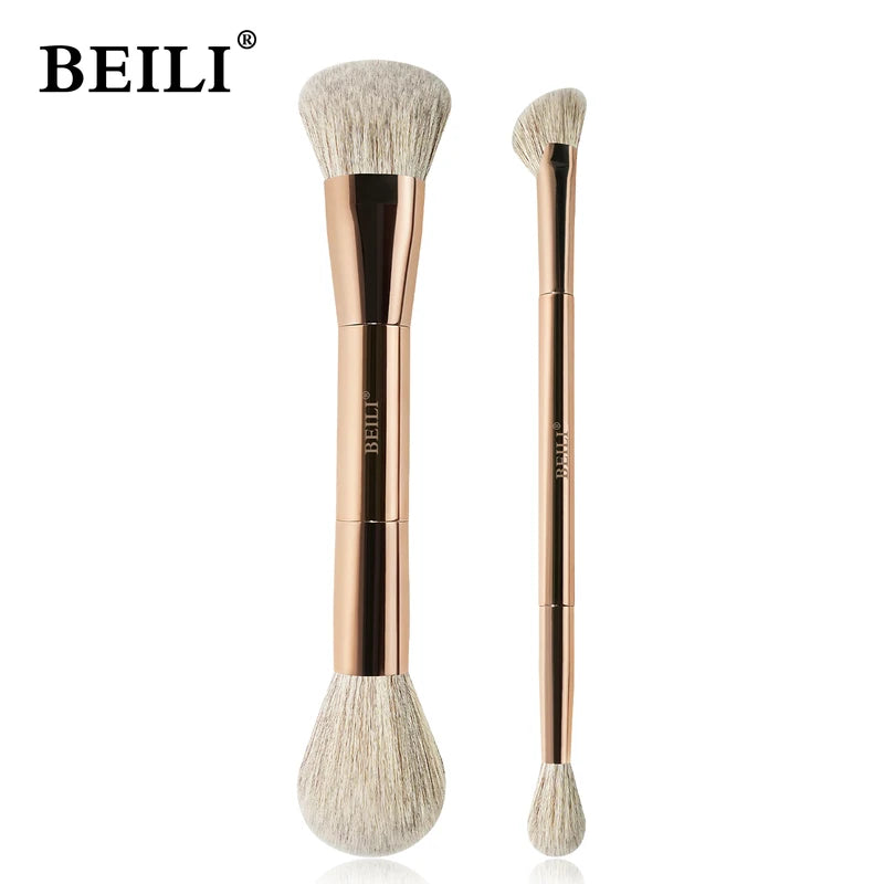 Double-Sided Makeup Brush Set for Foundation, Blush, Contour & Eye Shadow