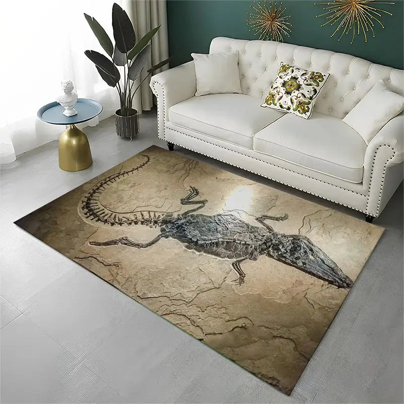 Ancient Dinosaur Fossil Area Rug Non-Slip Durable Carpet for Living Room Bedroom Home Decor