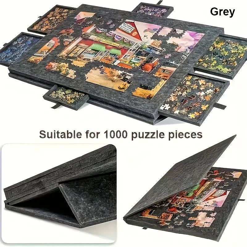 6-in-1 Decorative Puzzle Board with Storage Drawers - Tiltable Desk for 1000 Pieces