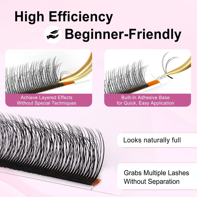 Multi Layer False Eyelash Extensions 12 Rows Natural Black Fluffy Volume Lashes