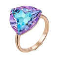 Colorful Zircon Triangle Ring for Women - Rose Gold Wedding Jewelry