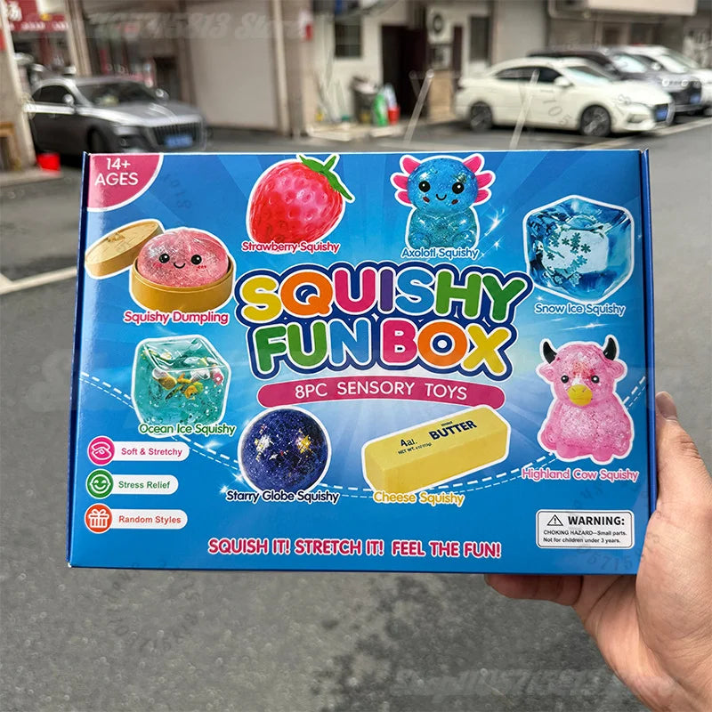 Colorful TPR Maltose-Filled Squishy Toy 8pcs Stress Relief Fidget Blind Box