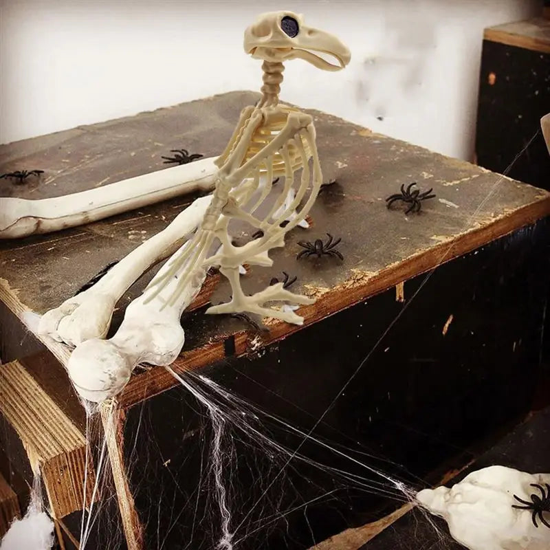 Halloween Skeleton Raven Decor - Plastic Bird Skeleton Prop for Spooky Scene