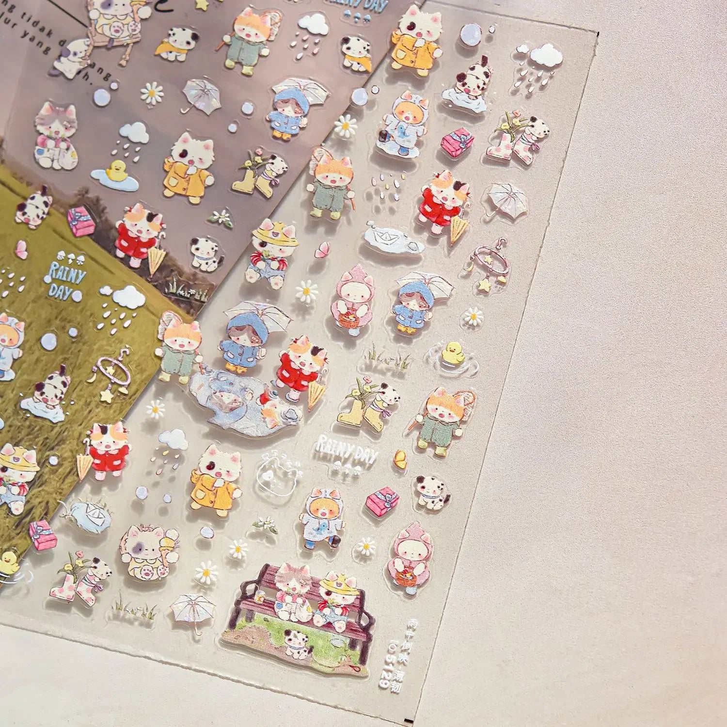 Cute Animal Face 5D Nail Art Stickers for DIY Manicure Decor - Kawaii Expressions