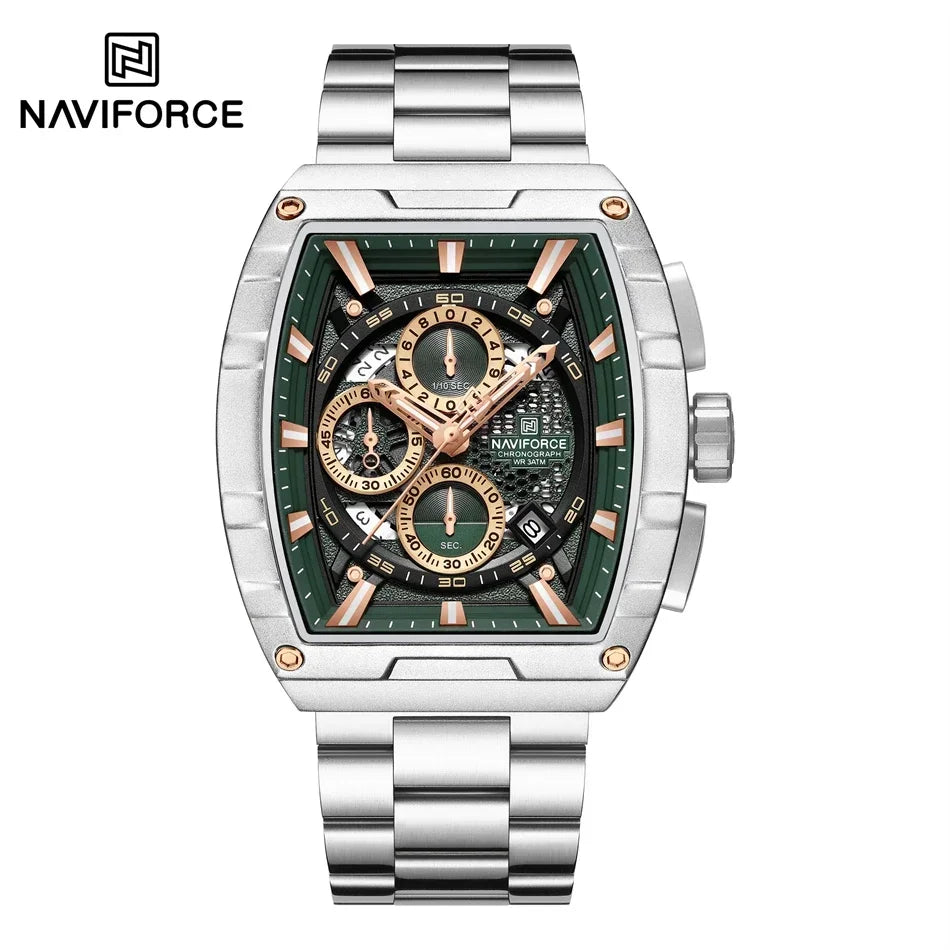 Luxury Men's Quartz Tonneau Watch with Chronograph and Water Resistance
