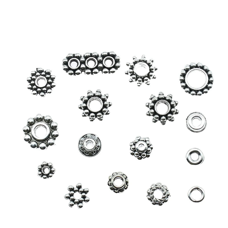 40pcs Small Spacer Beads Jewelry Charms DIY Accessories Silver Tone