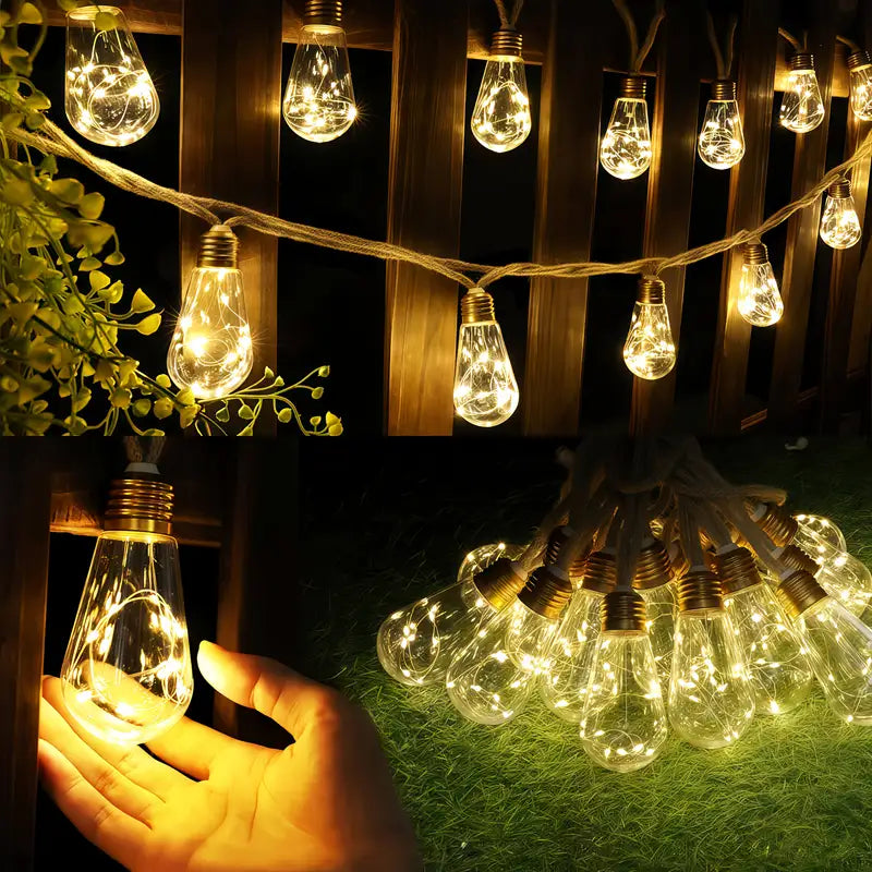 Solar Outdoor String Lights with 8 Modes, 15/10 Bulbs for Garden, Patio, Party, Christmas
