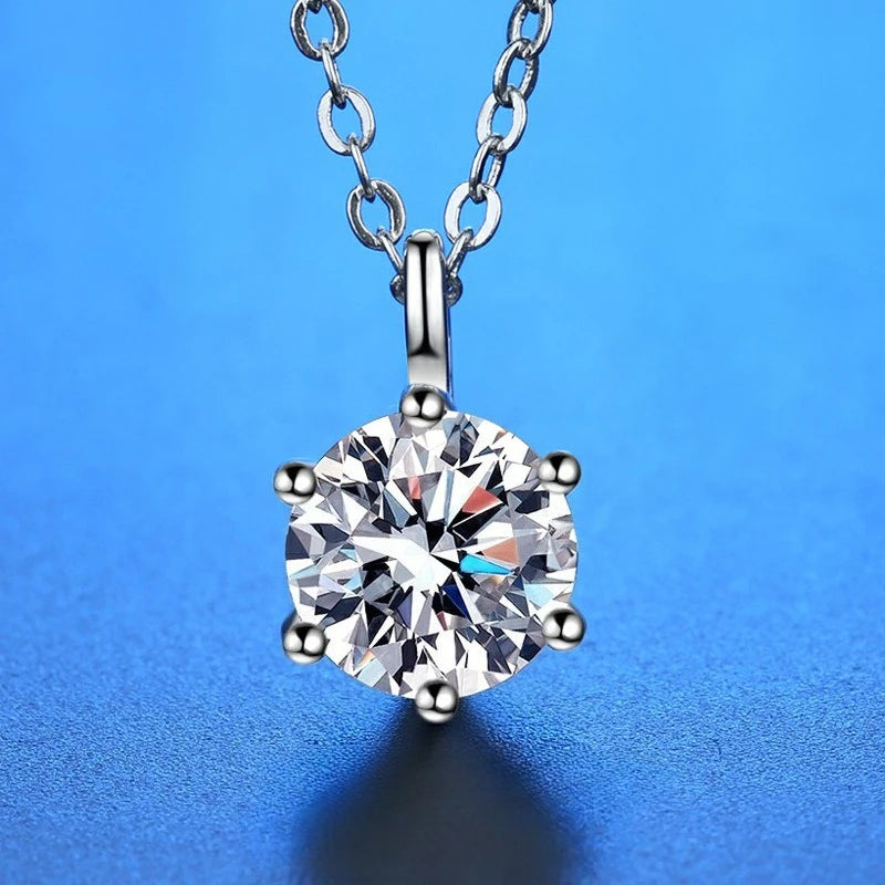 2ct Moissanite Sterling Silver Necklace Pendant for Women Wedding Jewelry