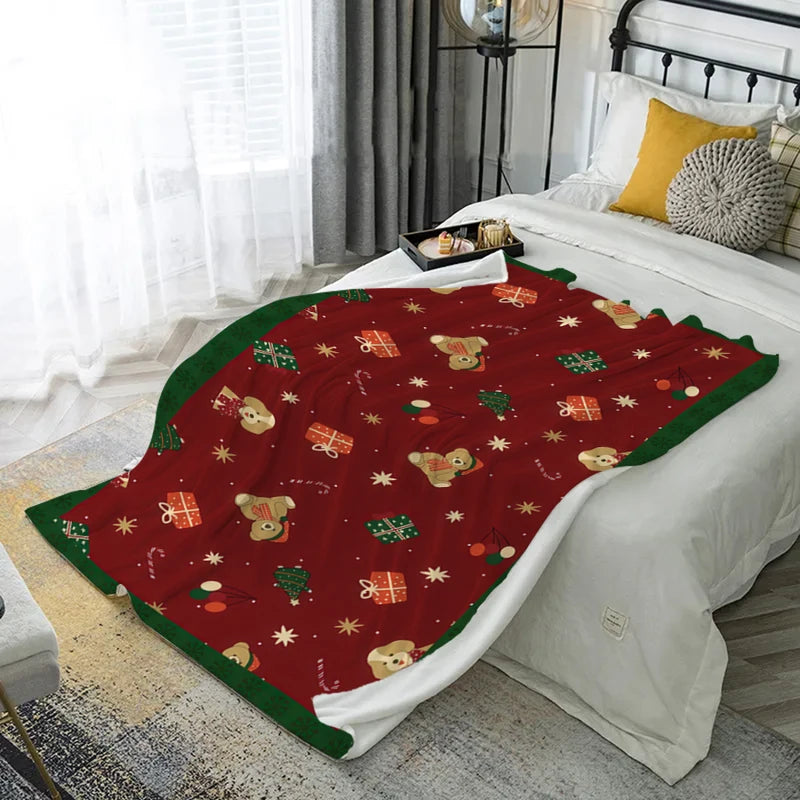 Soft Microfiber Christmas Snowflake Throw Blanket for Sofa & Bedroom