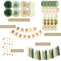 Green Birthday Party Decorations Banner Balloons Kraft Paper Set - Happy Birthday