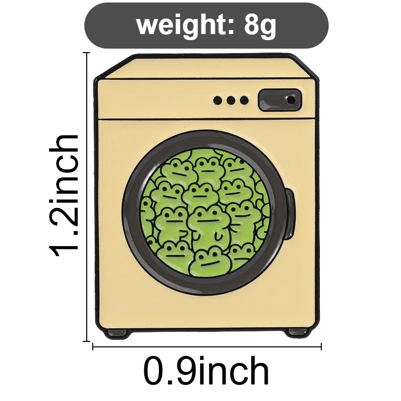 Frog Laundry Enamel Pins Cartoon Laundry Froggy Brooches Cute Jewelry Gift