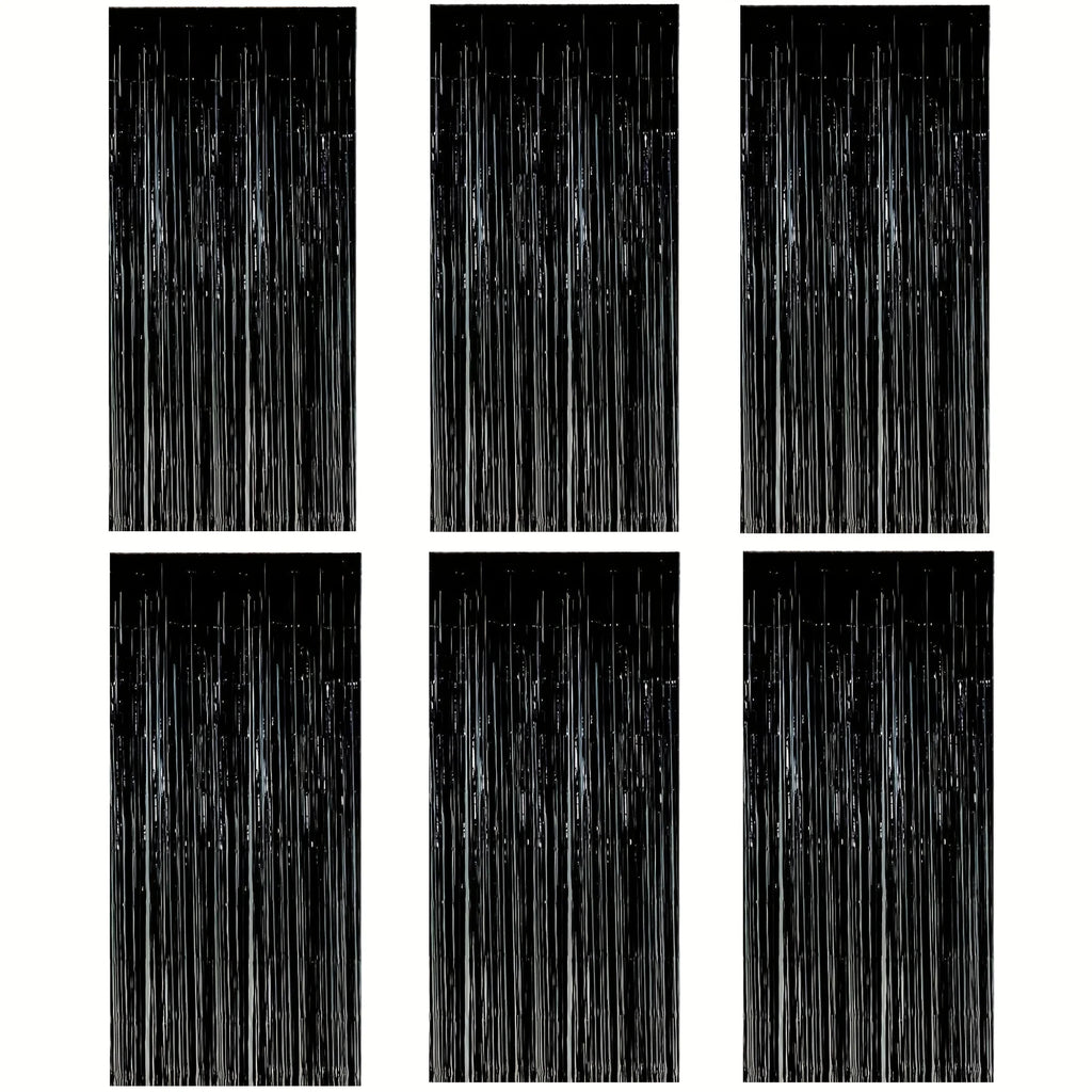 Black Tassel Background Decoration Set for Events and Parties - Metallic Foil Tassel Curtain