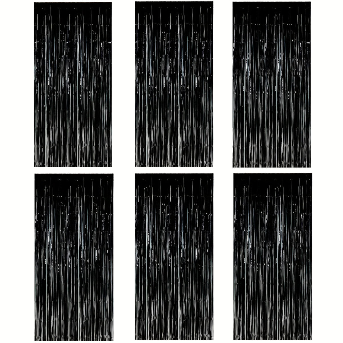 Black Tassel Background Decoration Set for Events and Parties - Metallic Foil Tassel Curtain