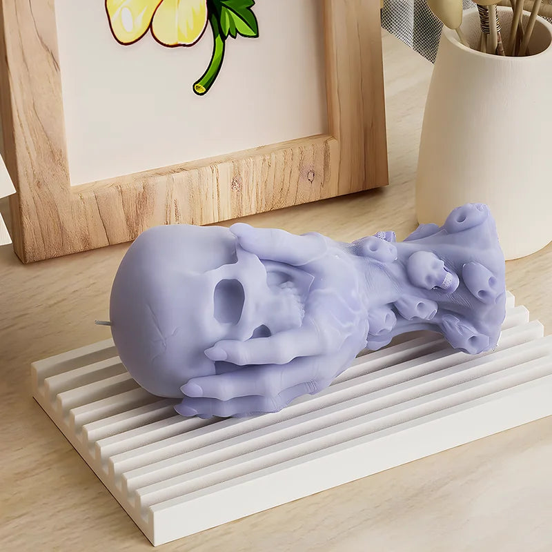 Halloween Skull Candle Silicone Mold Set for Resin & Plaster Crafts