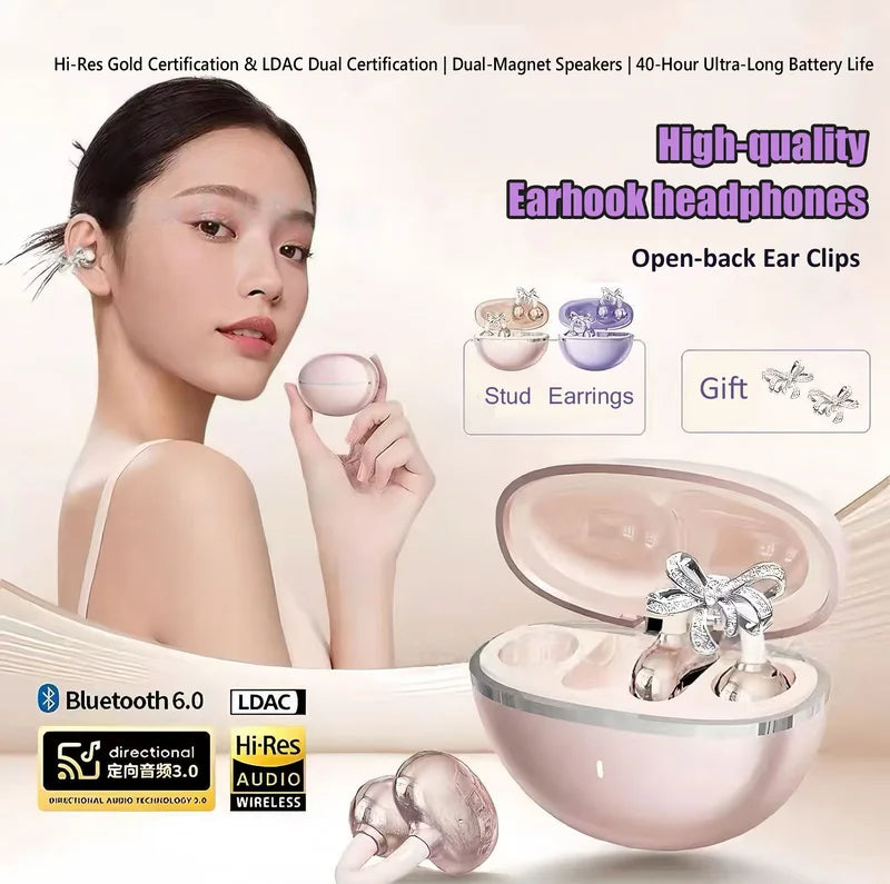 Bluetooth Earbuds with Clip-On Design Hi-Fi Sound Long Battery Life
