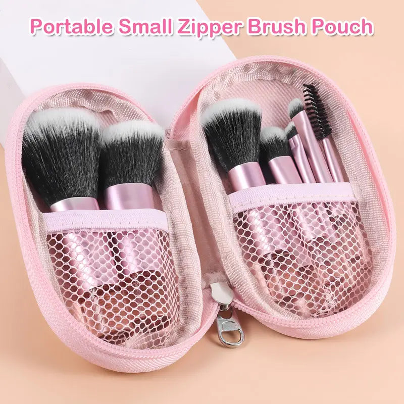Travel Makeup Brush Set - Mini Small Cosmetic Tools for On-the-Go