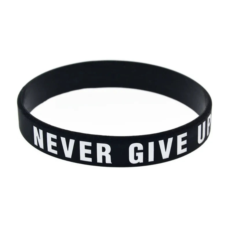 Motivational Silicone Wristband Never Give Up Inspirational Sports Band