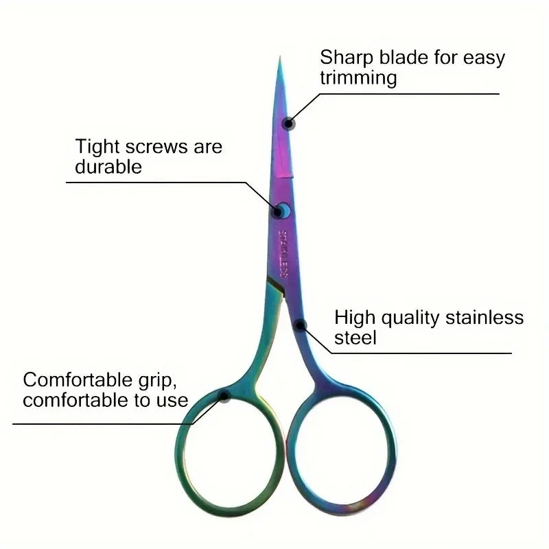 Multi-Function Nail Art & Facial Hair Scissor Set - Manicure, Eyebrow & Eyelash Trimmer