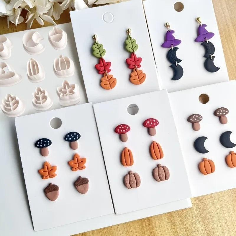 Fall Harvest Polymer Clay Cutters Set for Halloween Jewelry Making - 9 Pcs