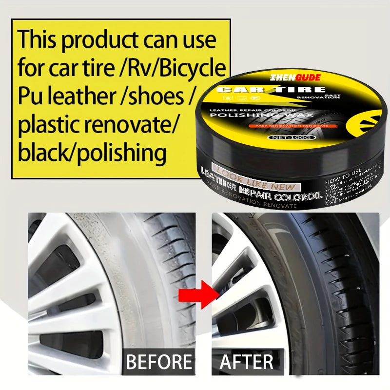 Car Plastic Restorer 100g Black Shine Wax for Interior Leather Panel Repair