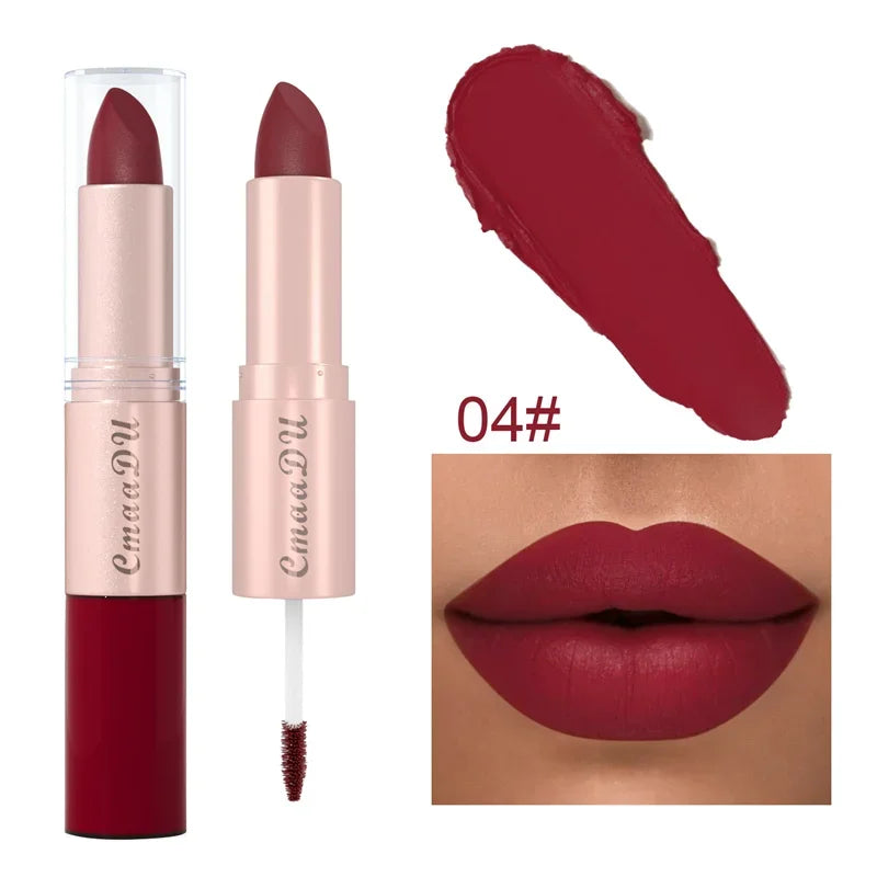 Double-Ended Lipstick & Lip Liner Pen Matte Pigment Waterproof 24H Lasting Makeup