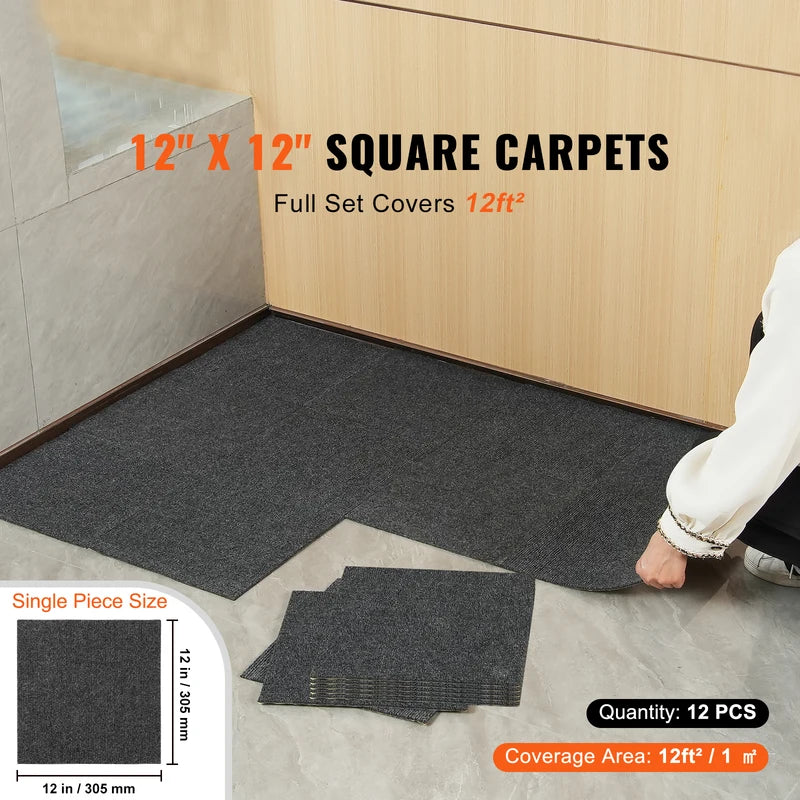 Self-Adhesive Carpet Tiles for Indoor Outdoor Floor Renovation - Padded & Easy to Install