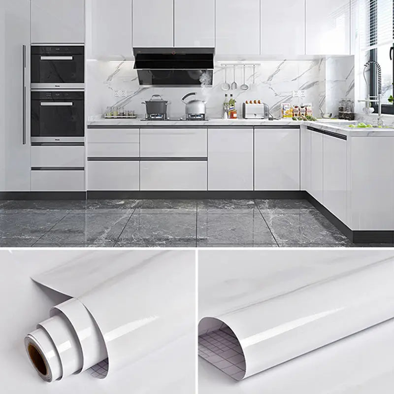 Pearl White Self-Adhesive Wallpaper for Walls and Furniture - Waterproof Decor Film