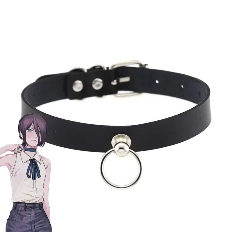 Anime Chainsaw Man Reze Cosplay PU Necklace Punk Leather Collar Unisex Party Accessory