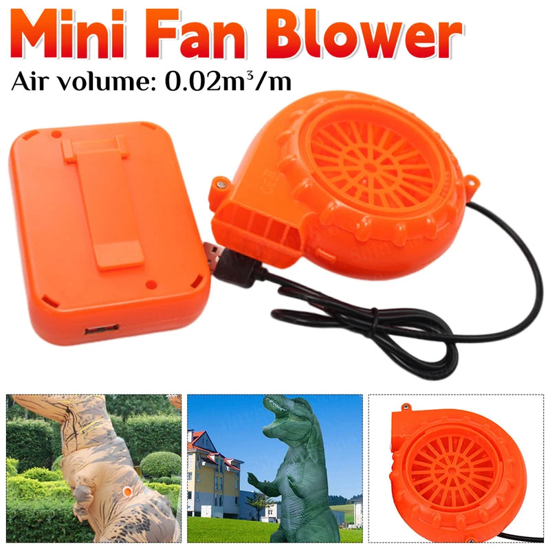 Mini Inflatable Costume Air Blower Fan - USB Rechargeable Dinosaur Halloween Pump