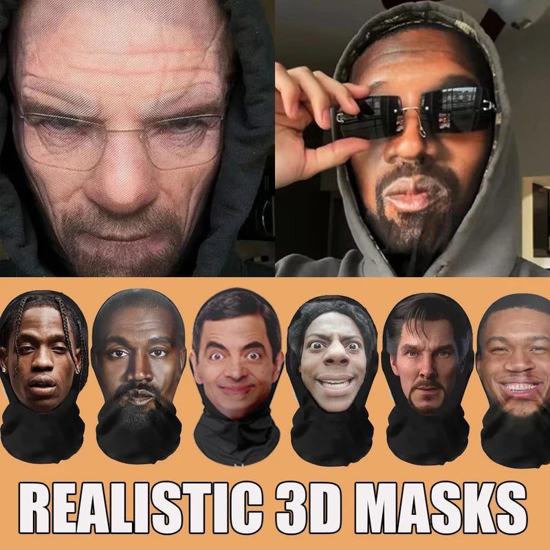 3D Realistic Cosplay Mask Full Face Mesh Party Mask for Halloween & Events