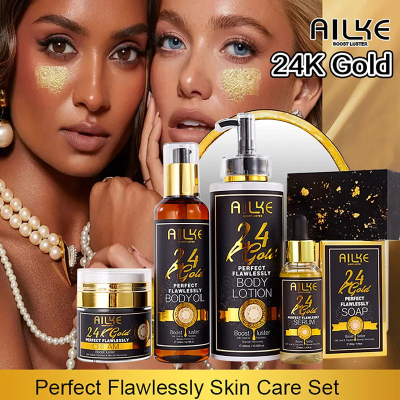 Whitening Skincare Set for All Skin Types with 24K Gold & Hydrating Benefits