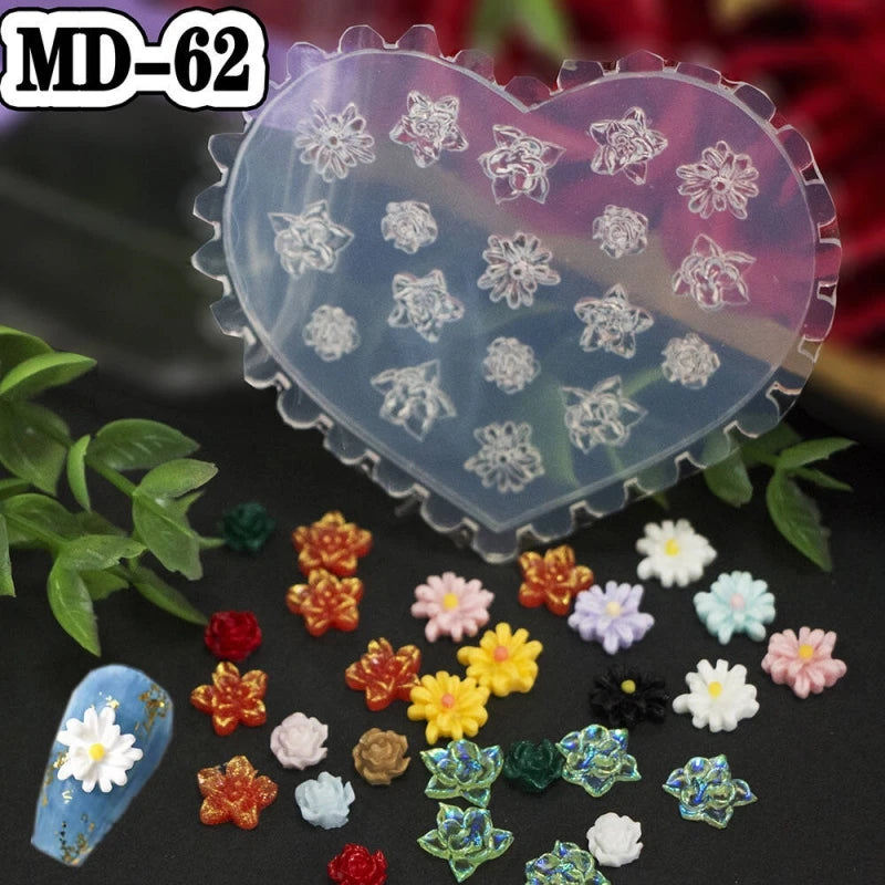 Reusable 3D Silicone Nail Art Mold for DIY Manicure Decor - Camellia Butterfly Bow