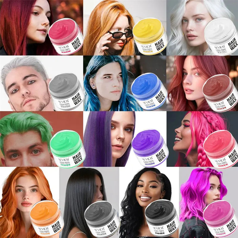 Halloween Hair Colour Wax Set - 13 Vibrant Colors, Easy Wash, DIY Hair Dye