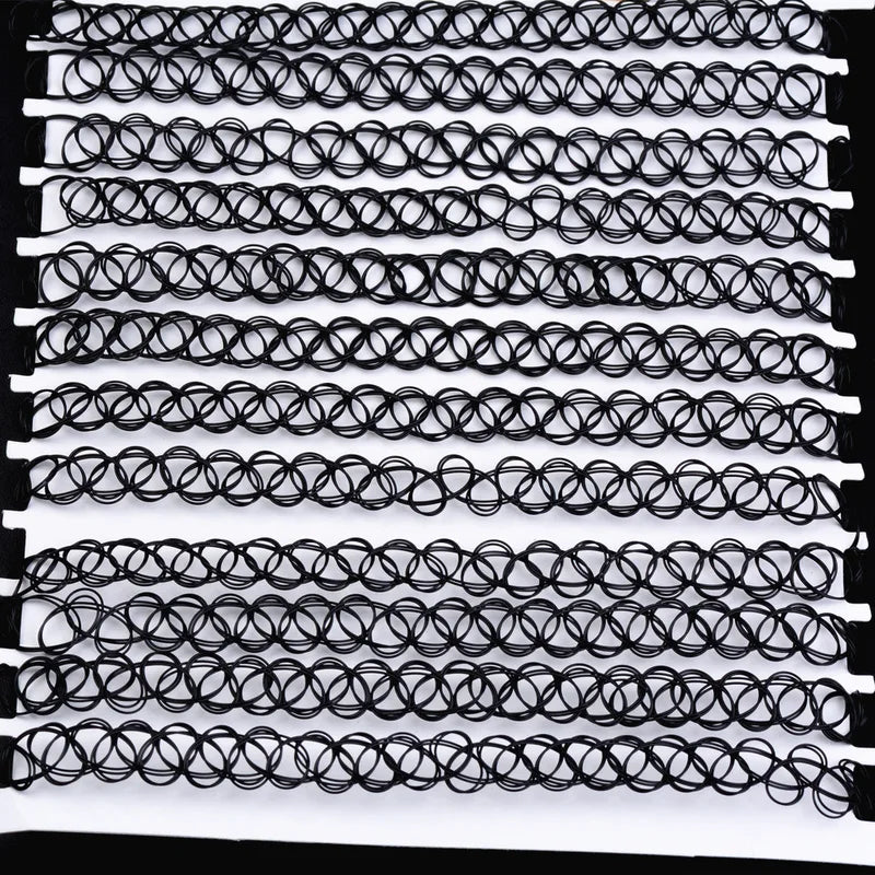 12-Pack Colorful Fishline Necklaces Set for Layering and Goth Style