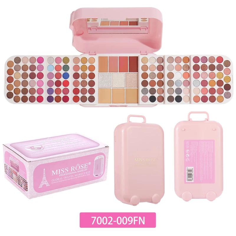Portable Makeup Palette with Mirror - Travel Cosmetic Set for Women