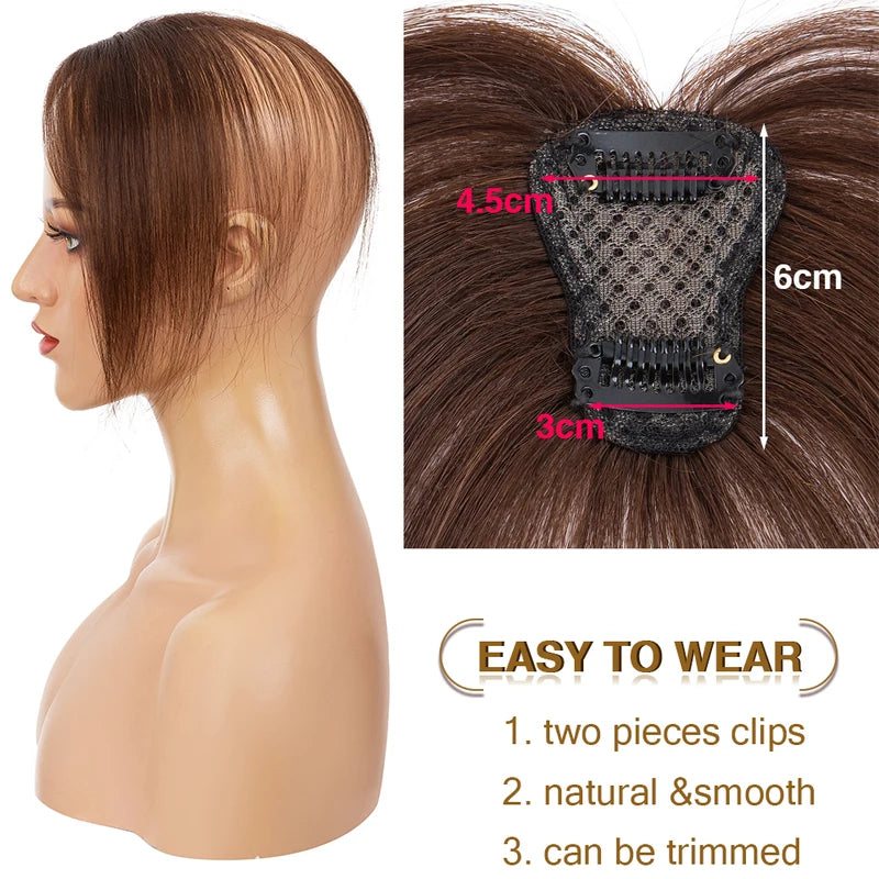 Clip-In Hair Bangs Human Hair Extensions for Women - Natural Remy, 10g