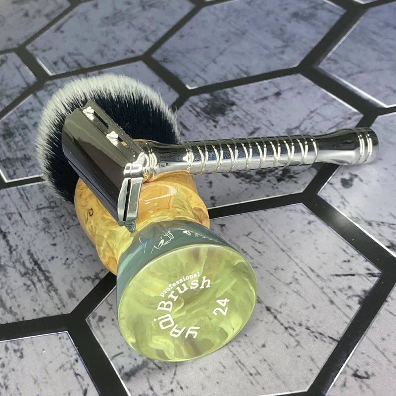 Men's Shaving Brush with Tuxedo Knot Synthetic Hair and Resin Handle